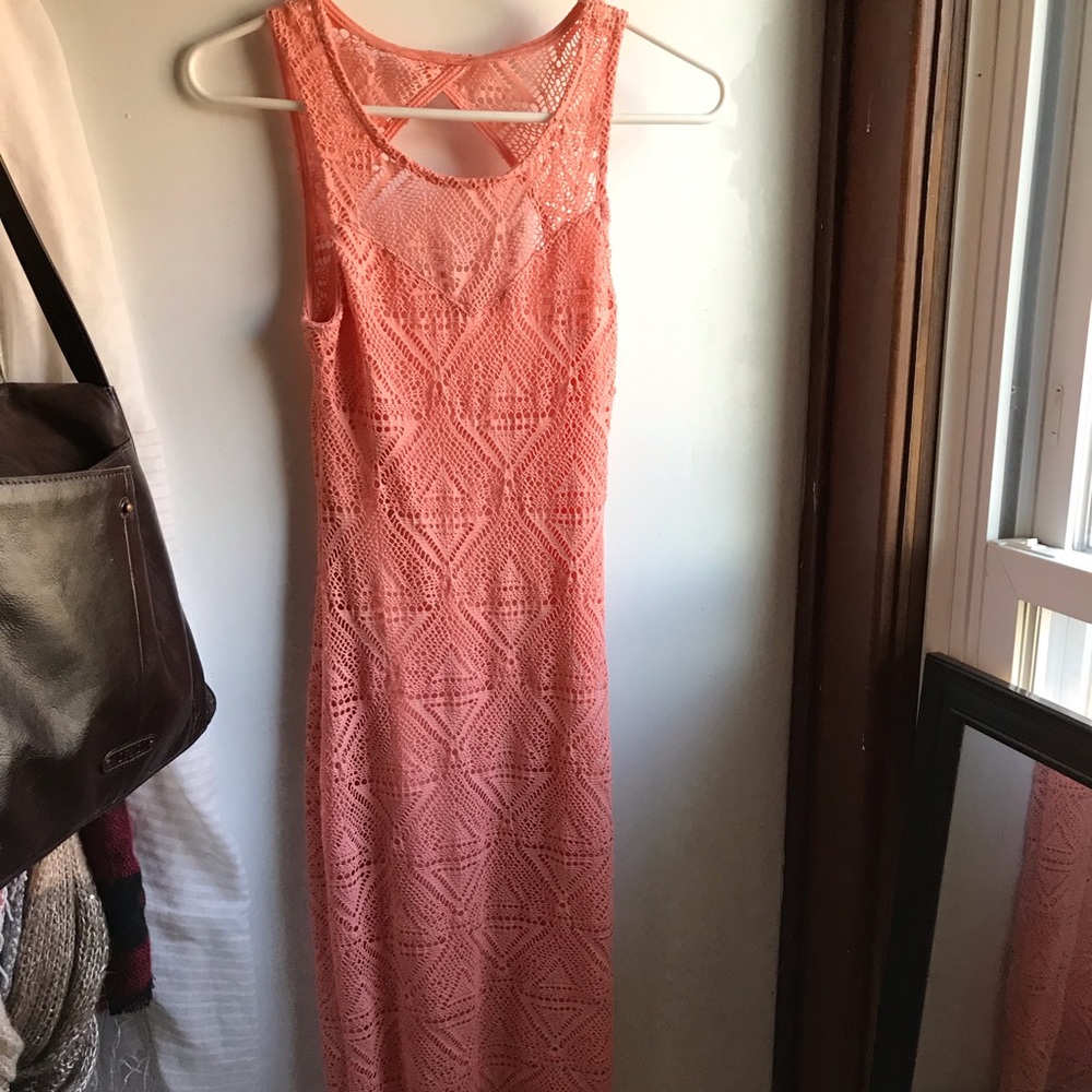 Coral dress.